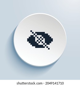 eye slash fill pixel art icon design. Button style circle shape isolated on white background. Vector illustration
