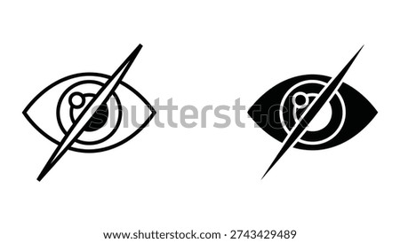 Eye with Slash Icon for Invisible Private Mode Vector Illustration