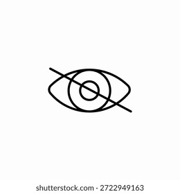 Ojo con Vector de signo de icono de barra diagonal