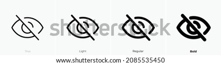 eye slash icon. Thin, Light Regular And Bold style design isolated on white background