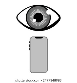 eye and smart phone icon in grey scale isolated on white background. - Powered by Shutterstock - Get 15% off with code: PIKWIZARD15
