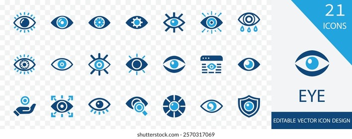 Eye solid icon set. containing isolated, cartoon, white,  vision, see, optical, eyeball and more vector design