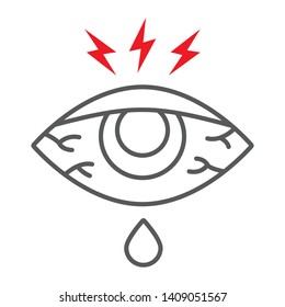 Eye Sore Thin Line Icon, Body And Injure, Eye Redness Sign, Vector Graphics, A Linear Pattern On A White Background, Eps 10.