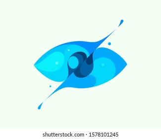 Eye space vector colorful modern minimal style illustration. Creative icon logo splash concept explosion with drops. Vision vector logo emblem symbol logotype