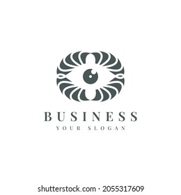 diseño del logotipo combinado de ojos y arañas