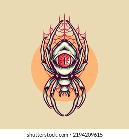 Eye Spider Retro Illustration For Merchandise