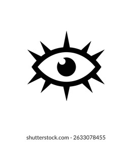 Eye with spikes surrounding it in a bold design