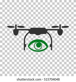 Eye Spy Drone EPS vector icon. Illustration style is flat iconic bicolor green and gray symbol.