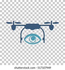 Eye Spy Drone EPS vector icon. Illustration style is flat iconic bicolor cyan and blue symbol.