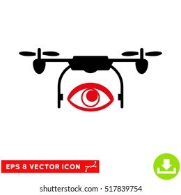 Eye Spy Drone EPS vector icon. Illustration style is flat iconic bicolor intensive red and black symbol on white background.