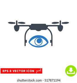 Eye Spy Drone EPS vector pictograph. Illustration style is flat iconic bicolor smooth blue symbol on white background.