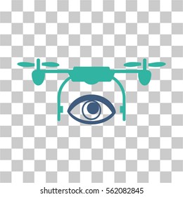 Eye Spy Drone vector pictograph. Illustration style is flat iconic bicolor cobalt and cyan symbol on a transparent background.