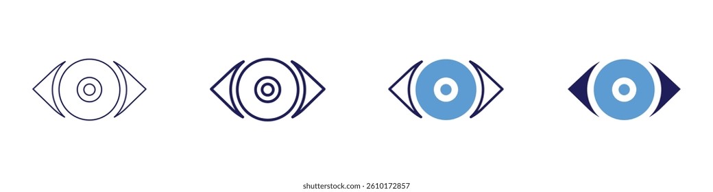 Eye squinting effect icon in 4 different styles. Thin Line, Line, Bold Line, Duotone. Duotone style. Editable stroke.