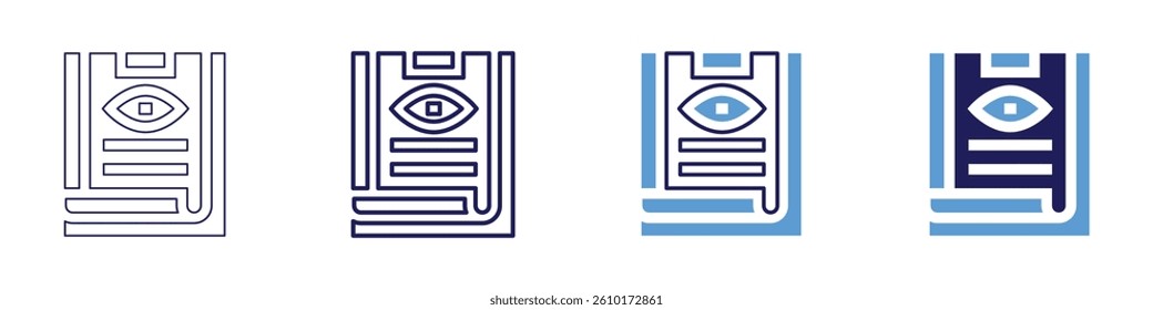 Eye squinting reason icon in 4 different styles. Thin Line, Line, Bold Line, Duotone. Duotone style. Editable stroke.