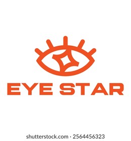 eye star flat minimalist logo design