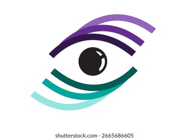 Eye With Strands of Colorful Lines. Editable Clip Art concept.