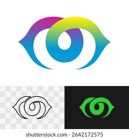 Eye stylized colorful tattoo logo. Elegant curve tribal symbol of eye or other design element.