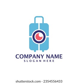 Eye with Suitcase logo design vector. Suitcase logo design template concept