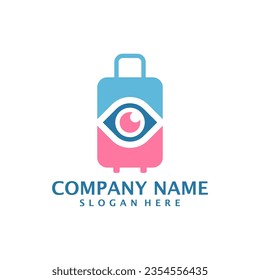 Eye with Suitcase logo design vector. Suitcase logo design template concept