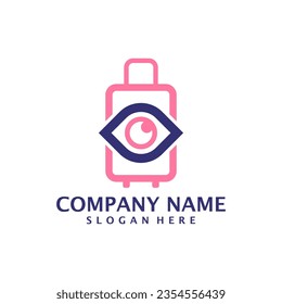 Eye with Suitcase logo design vector. Suitcase logo design template concept