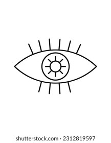 eye with sun icon, vector best line icon.