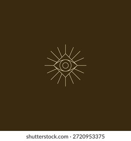 Kunstlogo für Augen und Sonnenlinie, das Vision, Bewusstsein und Energie symbolisiert.