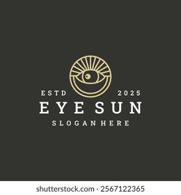 Eye sun logo vector hipster vintage icon illustration