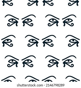 Eye of the sun Ra. Horus seamless pattern. Vector ancient Egyptian icon. Moon eye of Thoth, protection symbol. Amulet egypt pharaoh pyramid