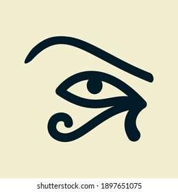 Eye of the sun Ra. Horus. Vector ancient Egyptian icon. Moon eye of Thoth, protection symbol. Amulet egypt pharaoh pyramid.