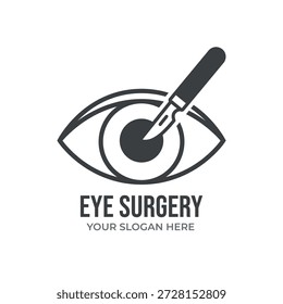 Icono del logotipo de la cirugía ocular. Muestra operación oftálmica, corrección de la visión y tratamiento médico del ojo.