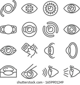 Eye Surgery Ophthalmologist Set Vector Illustration. Contains Such Icon As Cataract Surgery, Corneal Surgery, Intrastromal Corneal Ring, Dry Eye And More. Expanded Stroke