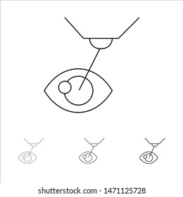 Eye Surgery, Eye Treatment, Laser Surgery, Lasik Bold and thin black line icon set. Vector Icon Template background