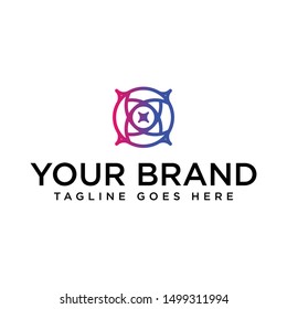 Eye swirl spiral infinity vector logo. Creative camera shutter vision logotype. Photo video control sign.