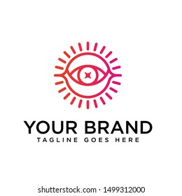 Eye swirl spiral infinity vector logo. Creative camera shutter vision logotype. Photo video control sign.