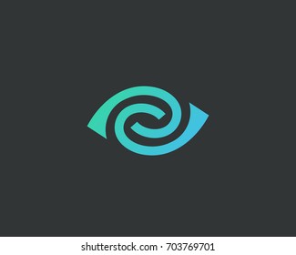 Eye swirl spiral vector logotype. Lined camera shutter media vision logo design. Abstract in yan photo video social icon. 