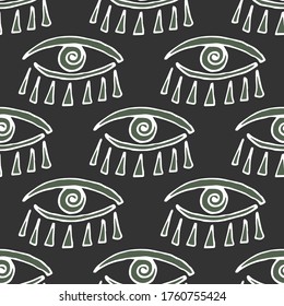 eye, symbol, ancient hand drawing, outline, sketch, 
seamless pattern,dark
