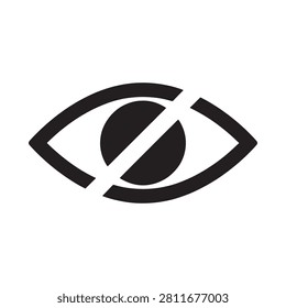 Eye Symbol With Diagonal Slash Black Vector Illustration On White