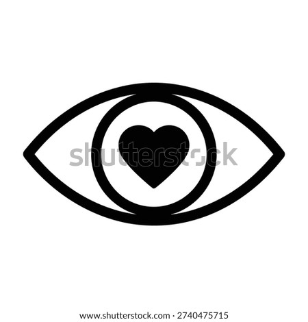 Eye symbol with heart inside love perception concept