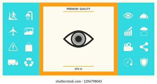 Eye symbol icon with iris. Graphic elements for your design