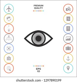 Eye symbol icon with iris. Graphic elements for your design