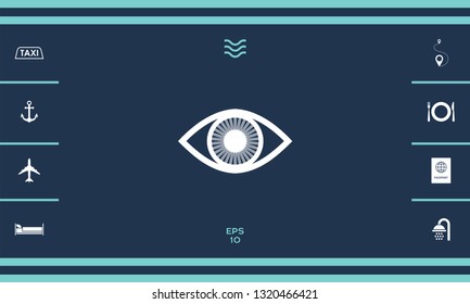 Eye symbol icon with iris. Graphic elements for your design