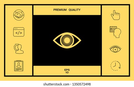 Eye symbol icon with iris. Graphic elements for your design