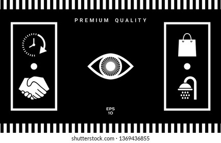 Eye symbol icon with iris. Graphic elements for your design