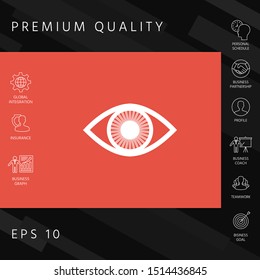 Eye symbol icon with iris. Graphic elements for your design