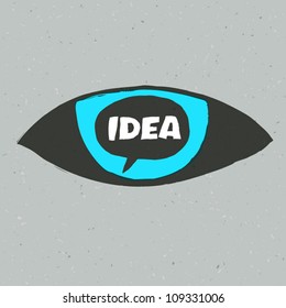 Eye symbol with idea word. Vector illustration, EPS10