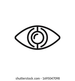 Augensymbol. Iris-Scannertechnologie-Konzept. Auswahl der Linsen für das Sehvermögen. Vektorillustration
