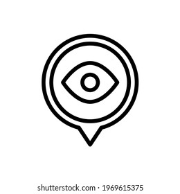 Eye symbol location pin icon with outline style. Placeholder vector icon
