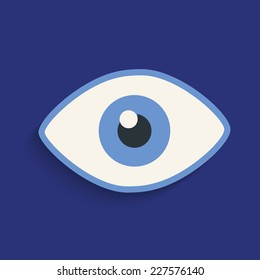 Eye symbol on blue background,clean vector