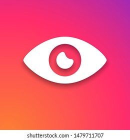 Eye symbol on a colorful gradient background. Views icon web, ui, app. Social media Instagram concept. Vector illustration. EPS 10