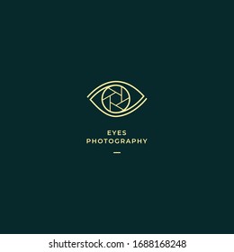 Eye Symbol with Photography symbol Creative combination for luxury Photography business logo design concept Vector Design. Template Business Logo Concept. Lens Eye Icon